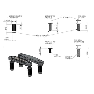 NEW Hipshot 6 String Tone-A-Matic Guitar Bridge and Tailpiece Notched - NICKEL image 5