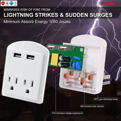 5 Core Charger Block In Wall USB Charger Fast Charging Block 2 USB 2 Outlet 2U2O-4 image 5