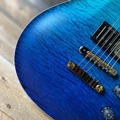 PRS Wood Library McCarty 594 Flamed Maple 10 Top, Swamp Ash Back, Flamed Maple Neck, Bound Ebony FB - Satin Blue Fade 418876 image 3