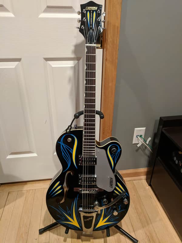 gretsch G5120 グレッチ　125周年記念モデル　ブラック×シルバー Gretsch G5120 Electromatic Jimmy C Hand Painted Pinstripe 125th