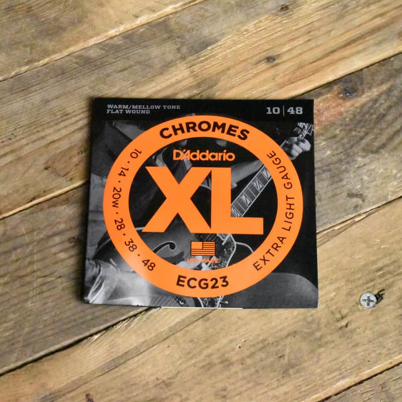 D'Addario ECG23 Chromes Flat Wound Electric Guitar Strings Extra Light 10-48 image 1