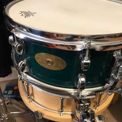 Premier Artist Maple snare drum 1990’s Dark green stain image 4