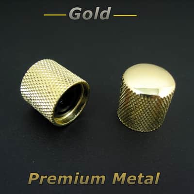 Premium Metal Control Knobs for Telecaster Knurled Inserts for Split Shaft Pots - Gold image 1