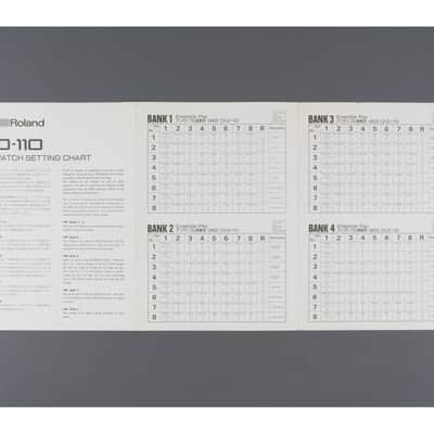Roland D-110 Patch Settings Chart / One Sheet