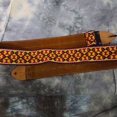 Vintage RARE 1960's Crest of Japan ACE Style Multi Color Hippie Style Hendrix Clapton Guitar Bass Banjo Strap Metal Buckle Headstock Cord image 7