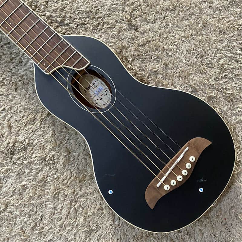 Black Washburn Warrior 34 Inch Travel Acoustic Guitar with Bag image 1