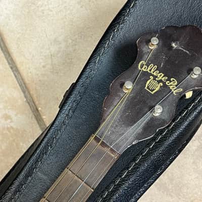 Vintage 1930s Kay May Bell College Pal Tenor Guitar with case image 11