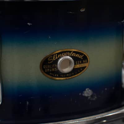 1960s Slingerland 5x14 Duco Blue & Silver Student Model Radio King Snare Drum image 9