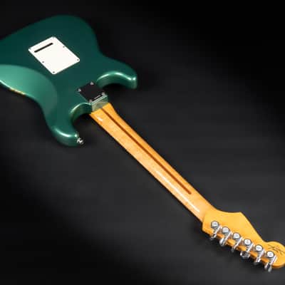 2012 Fender Custom Shop Custom Deluxe Stratocaster - Sherwood Green with Gold Racing Stripes | COA OHSC image 15