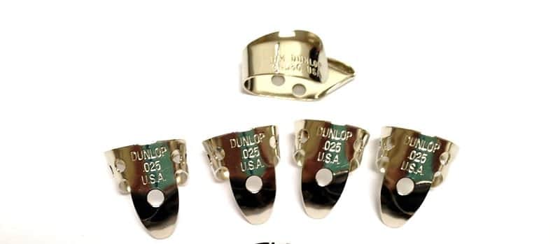Dunlop Metal Nickel Silver 4 Finger Picks and thumb pick  .025 inch image 1