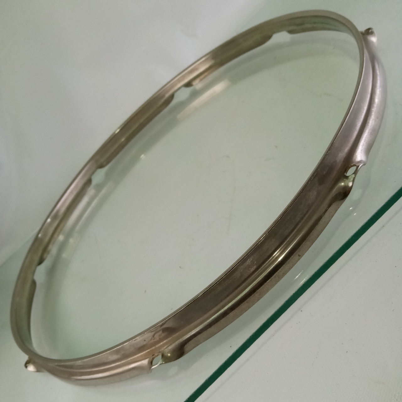 Ludwig 16"BRASS Floor Tom Drum Batter Rim/Hoop 8Lug Triple-Flange Nickel NOB 50s — main photograph