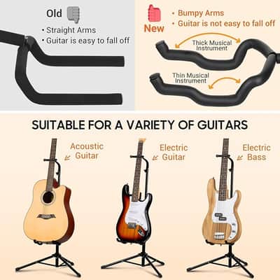 Guitar Stand Floor - Folding Universal Guitar Holder for Acoustic Electric Guitars Bass Guitar (Black) image 4