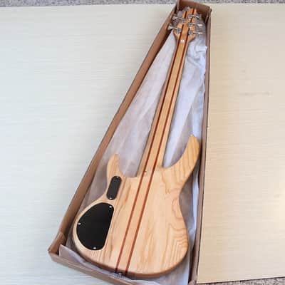 Blue Custom 5 String Electric Bass, Burl Wood Top Ash Body, Maple Neck Through image 3