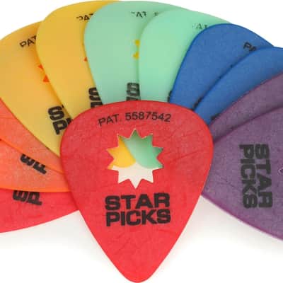 Star Picks Delrin Guitar Picks Blister Pack - Mixed Gauge (12 Pack)