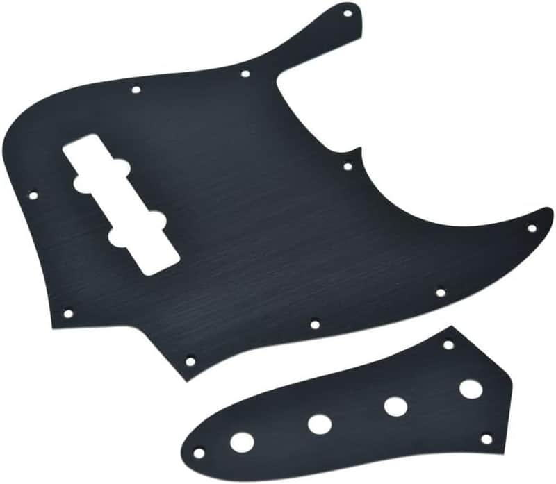 JB Style Brushed Aluminum Pickguard & Control Plate - Black image 1