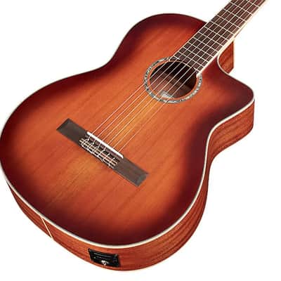 Cordoba C4-CE Nylon-String Acoustic-Electric Guitar, Mahogany, Edge Burst image 3