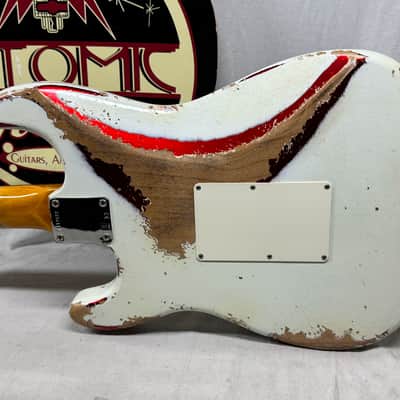 Fender USA Custom Shop Limited Edition White Lightning Stratocaster FR HSS 22 Guitar with COA + Case 2023 - Olympic White top / Candy Apple Red bottom / Rosewood fingerboard image 12