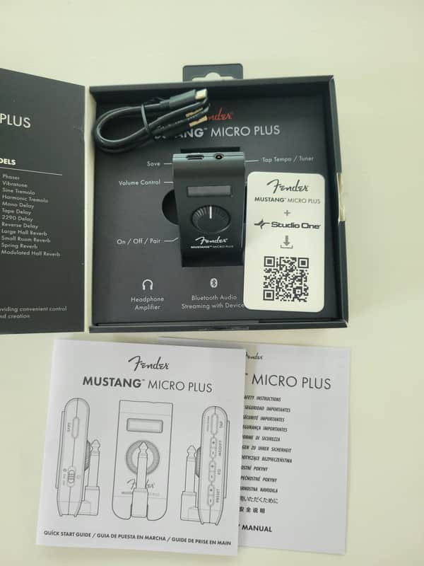 Fender Mustang Micro Plus Guitar Headphone Amp 2024 - Present - Black image 1
