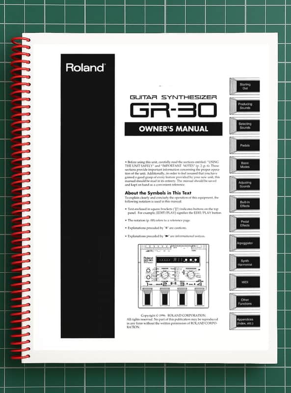 Roland GR-30 — Owners Manual User Guide Instructions — 108 Pages — USA Made image 1