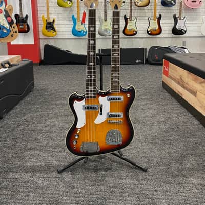 Eastwood 4/6 Doubleneck Left-Handed Electric/4-String Bass Guitar, Maple Fingerboards, Sunburst image 2