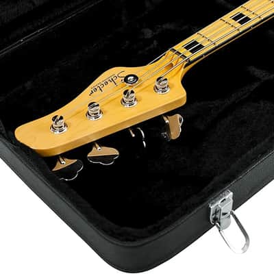 Hard Shell Wood Case for Electric Bass Guitars | Fits Fender Precision & Jazz Bass | Durable Plywood with Plush Interior image 4