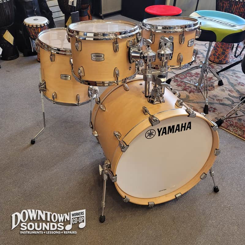 Yamaha Tour Custom 4-Piece Maple Shell Pack - 20”x15” Bass Drum, 14”x13” Floor Tom, 12”x8” & 10”x7” Tom Toms, Butterscotch Satin image 1
