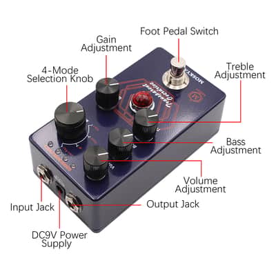 Overdrive Guitar Effect Pedal 4 Mode Switch image 5