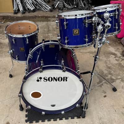 Sonor Delite 22-10-12-14 Drum Set- Jewel Blue Vintage Maple Shells image 2