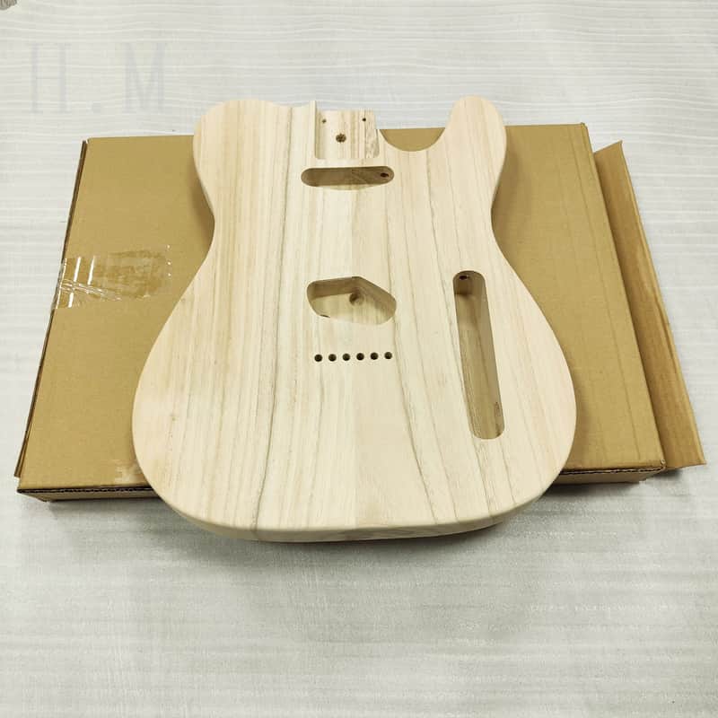 Unfinished Paulownia Wood Guitar Tele Style Body, String Through Bridge image 1