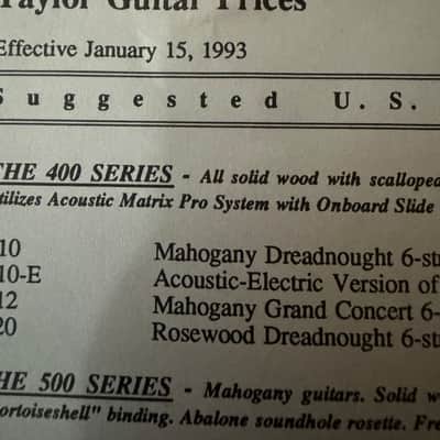 Taylor Price List & Catalog 1993 Dan Crary Koa 900 800 700 600 500 image 23
