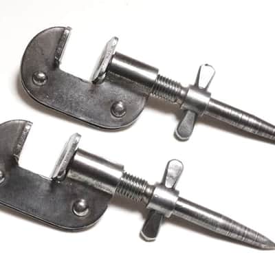 Leedy Bass Drum Spurs, Nickel Plated, Traps Era - 1913 / INSPECTED & TESTED image 7