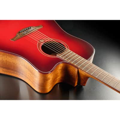 Lag T-RED-DCE Tramontane Limited Edition Dreadnought Cutaway Solid Red Cedar Top Mahogany Neck 6-String Electric-Acoustic Guitar image 6