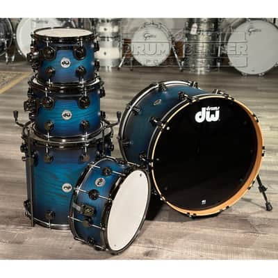 DW Collectors Pure Oak 5pc Drum Set Regal Blue to Candy Black Burst w/Black Nickel Hw image 8