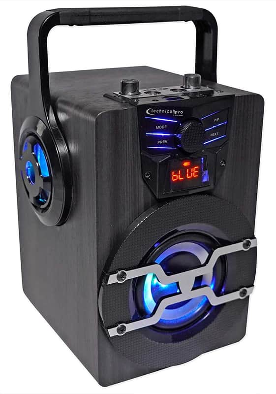 Technical Pro  Rechargeable Battery Powered Bluetooth PA Speaker with Wired Microphone (Blue) (6 lbs image 1
