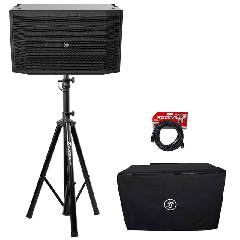 Mackie DRM12A 2000 Watt 12" Arrayable Powered DJ PA Speaker+Cover+Stand+Cable image 1