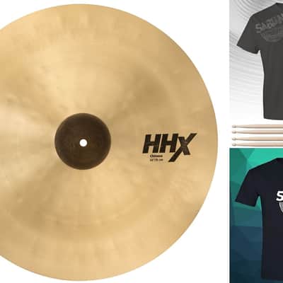 Sabian HHX 20" Chinese Cymbal Bundle +FREE VF Sticks & T-Shirt 12016XN Natural | Authorized Dealer image 1