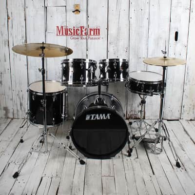 Tama Imperialstar IE58C 5 Piece Drum Set w Snare & Meinl Cymbals Hairline Black image 2