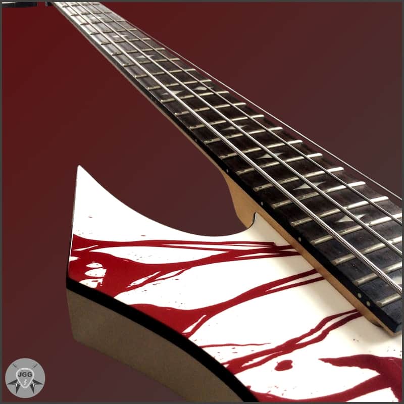 B.C. Rich Warlock Revenge 4-String Bass Guitar – White Blood