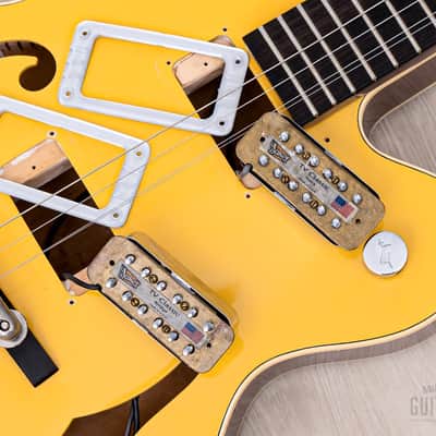 2004 Gretsch G6118T-120 Anniversary Bamboo Yellow w/ TV Jones Classic FilterTron, Bigsby & Case image 15