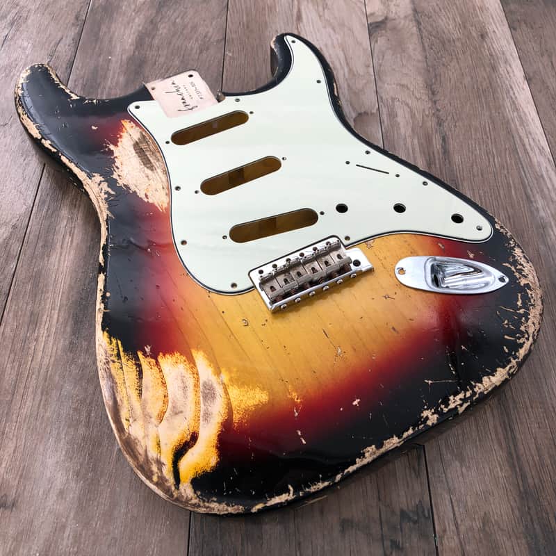 FRANCHIN Mercury guitar body Heavy Relic Aged 3-Color Sunburst 100% Nitro Lacquer SSS Poplar Stratocaster-Strat-S-Style Made in Italy - Stock piece #23370826 image 1