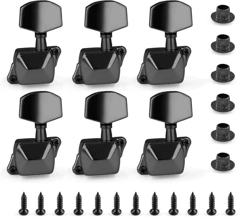 Black Semi-closed Guitar Tuners Pegs, 3L+3R String Tuning Pegs Keys Machine Heads Set Guitar Replacement Parts for Acoustic or Electric Guitar image 1