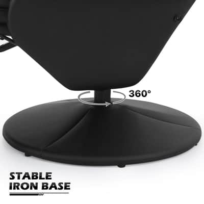 Music Studio Recliner Chair with Lumbar Support, Headrest & Cup Holder – 360° Swivel Producer Seat with Footrest, Adjustable Backrest, PU Leather Finish image 3