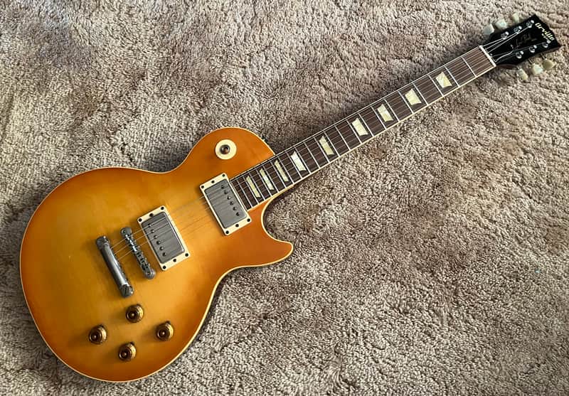 Orville by Gibson LPR 1993 - Lemon Burst Light Tiger Flame Lacquer Cream Fret Edge Binding image 1