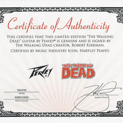 Peavey The Walking Dead - Grave Digger Rick Electric Guitar Signed by Robert Kirkman with Certificate of Authenticity (Serial  BXBDE100033) image 4
