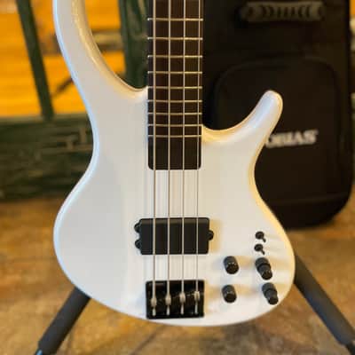 Tobias Growler IV Electric Bass Guitar in Pearl White w/ Tobias Logo Gig Bag image 5