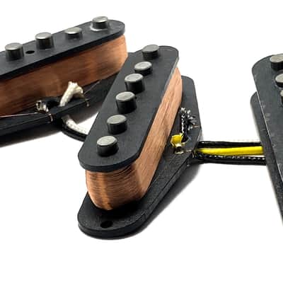 Dragonfire Pure Vintage Single Coil Pickup Set, Early Strat Performance AlNiCo 5 SSS Set, Black Covers image 2