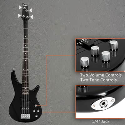 Glarry GIB 4 String Full Size Electric Bass Guitar SS pickups and Amp Kit - Black image 10