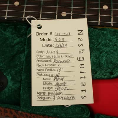 Nash Guitars S-63 Fiesta Red Over Sunburst Lollar Pickups image 12