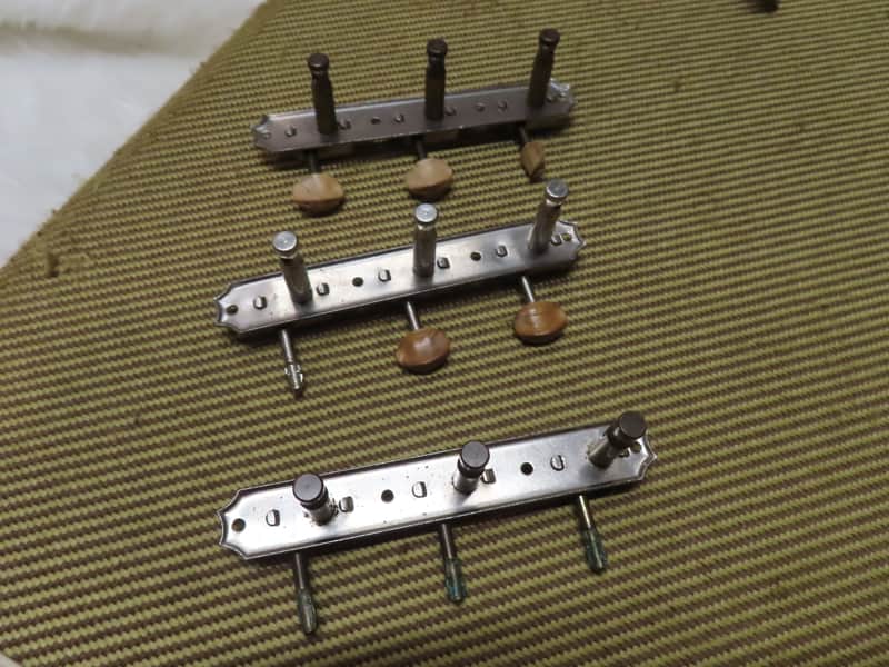 KLUSON 1940's 50's 60's TUNERS 3-side NICKEL SINGLE LINE DELUXE TUNERS BASS SIDE ORIGINAL VINTAGE REPAIR image 1