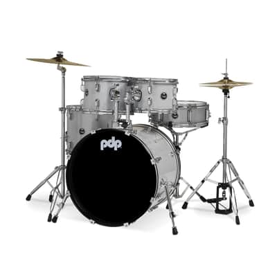 PDP Center Stage 5-Piece Drum Kit with Hardware and Cymbals (Diamond White Sparkle) image 2